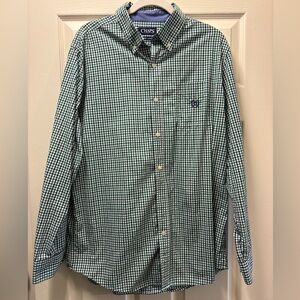 Chaps Men's Green Plaid Button-Down Long Sleeve Shirt